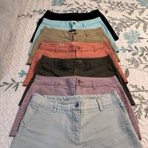Lot (7 pairs) mid rise, twill shorts various brands and colors - SZ 8